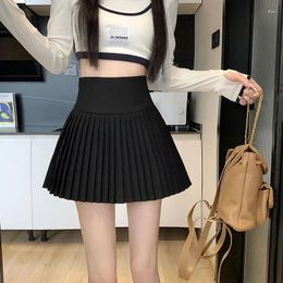 Skirts Spring Summer Black White Pleated Women High-Waisted Anti-Glare Mini Skirt Womens Y2K Streetwear Jk A Line