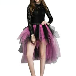 Stock Rainbow High Low Skirts Tie Dye Tulle Tutu Skirt Bustle Petticoat Clubwear Fancy Dance Carnival Dress CPA5600