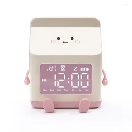 Table Clocks Time Week Display Alarm Clock Rechargeable Milk Box Shape Multifunctional Legible Screen For Children's Wake Up
