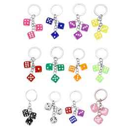 Versatile Designer Keychain Smile Face Personalized Bag Buckle Dice Design Colorful Casual Keychain Men's and Women's Couple Bag Charm Same Style Pendant