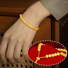 Link Bracelets Golden Bracelet Gold Beads Pull-out Adjustable Color Chain Bangle For Women Girl Men Jewelry Gifts L7p3