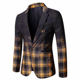 new Plaid Blazers Men Spring Printing Suit Jacket Men Casual Slim Club Stage Singer Blazer Male Stylish Formal Tuxedo Jacket 3XL t3FG#