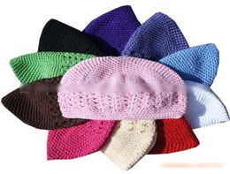 Childrens Caps Baby cotton kufi hats baby handmade Crochet hat Multicolor 50 pcs lot7073106