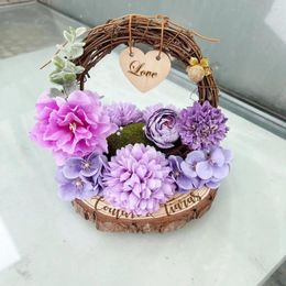 Party Favor Purple Pink White Flower Rustic Wedding Daughter Marriage Personalized Gifts Ring Bearer Boxes For Enagement Handmade