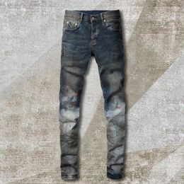 Men's Jeans Spring Splash Ink Skinny For Men Motorcycle Pants Jean Streetwear High Street Print Homme Zipper Punk Trouser