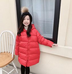 Winter Kids Jacket Baby Girls Zipper Hooded MidLength Coat Clothes Fashion Outerwear Children039s down cotton clothing25654905124249