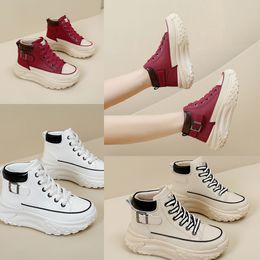 2024 Fashions High top shoes spring and autumn vintage womens shoes thick soled small white shoes leisure sports board shoes GAI