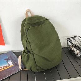 Backpack Unisex Zipper School Bags Preppy College Fashion Canvas Backpacks Solid Colour Simple Large Capacity All-match Vintage Korean