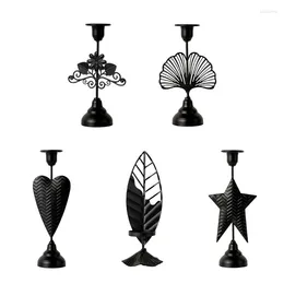 Candle Holders European Styles Vintage Metal Iron Holder Flower Leaf Star Shaped Decorative Stand Candlestick Home Decor