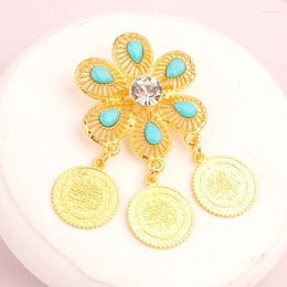 Brooches Women's Brooch Arabic Wedding Jewelry Coin Gold Plated Pendant Bride Lapel Pins Metal Fashion Accessories