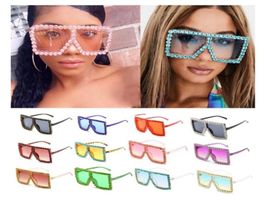 Whole Oversized Full Crystal Frame Square Sunglasses For Women Luxury Vintage Rhinestones Sun Glasses Men Party Shades Bulk5526339
