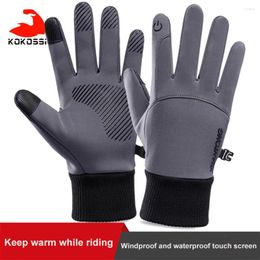 Cycling Gloves KoKossi Warm Riding Plus Velvet Keep Non-slip Silicone Touch Screen Windproof Waterproof Outdoor Ski