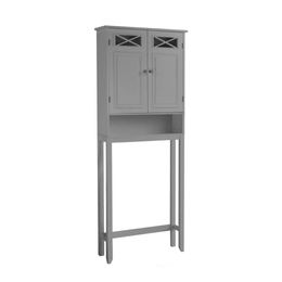 Teamson Home Dawson Modern Wooden Toilet Space Saving Storage Cabinet Etagere with Two Bathrooms, Grey