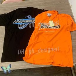 Summer Vetements T Shirt Black Orange Pure Cotton Embroidery Vtm Short Sleeve Loose Oversized T Shirts For Men Women 84