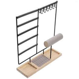 Hooks Jewelry Display Stand Shelves Necklace Organizer Ring For Earring Holder Flannel Home Supplies