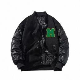 winter Varsity Jacket Men Thick Warm Letter Baseball Jacket Women Leather Sleeve Flocking Korean Coat Butt College Parkas C4Yk#