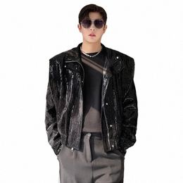 luzhen Design Niche Korean Fi New Jacket Men's Reflect Light Glossy 2024 High Street Solid Colour Elegant Trendy Coat 7767e0 x7Ak#