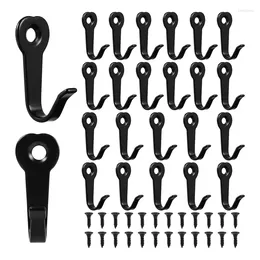 Hangers 24 Piece Clothes Hook With Screws Heavy Hanger Used For Wall Black Iron Practical (Black)