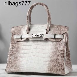 Handbag Genuine Leather Bk White Himalayan Luxury Pure Handmade High-grade Crocodile Skin Female