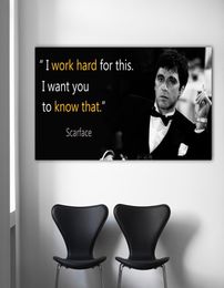 Canvas Painting Scarface Quotes Poster Extraordinary Wall Art Print Tony Montana Portrait Wall Picture for Living Room2710684