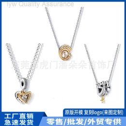 Designer pandoras necklace Jewelry Pan Family Heart Tie Necklace for Mens Hip Hop Small Heart Shaped Pendant with a High Level Sense of Collar Chain