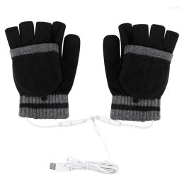 Cycling Gloves Usb Electric Heated 2-Side Heating Convertible Fingerless Glove Mittens Waterproof Skiing Drop Delivery Sports Outdoors Dhbdq