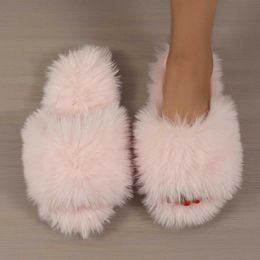 Slippers Slippers Womens Indoor Slide 2024 Autumn/Winter New Ome Lazy Anti slip Durable Fashion Warm Sandals H240326E3JU