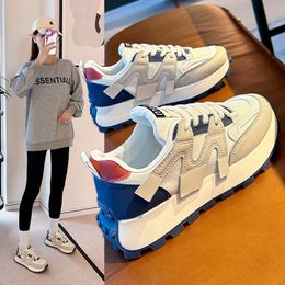 Instagram Korean Thick Sole Dad Shoes Spring New Street Shoot Student Womens Sports Increase in Height and Leisure