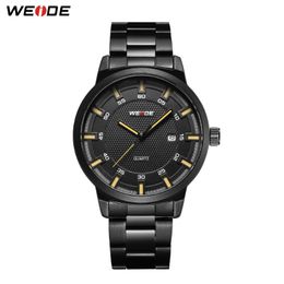 WEIDE Men watch Business Brand Design Military Black Stainless Steel Strap Men Digital Quartz Wrist watches Watch buy one get 303a