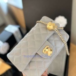 beach tote bag designer channelism 2024 High Appearance Crossbody Bag Lingge Golden Ball Fat Man Advanced Chain Fashion Versatile Womens Shoulder Leather