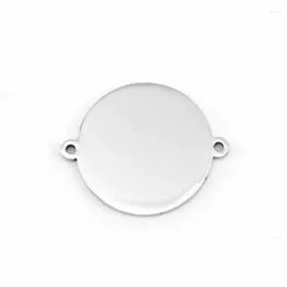 Pendant Necklaces 2 Ears Hole Round Charms Circle Connector Diy Jewelry Making Stainless Steel Necklace&bracelet Wholesale 10pcs