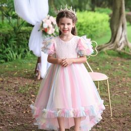 Korean Style Child Birthday Clothing Summer 12 Years Old Bridesmaid Evening Girl Dresses For Very Elegant Party 240318