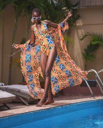 High Quality Custom Bikinis Woman Swimwear Long Sleeve African Prints Plus Size Cover Up Dress Bikini