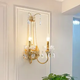 Wall Lamp Modern Crystal Luxury Romantic Gold Living Room Background Decoration Bracket Light Corridor Bedroom Beside Lamps