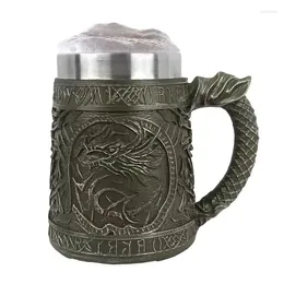 Mugs Dragon Mug 600ml Cups For Drinking 304 Stainless Steel Inner Coffee Men Bar Restaurant Vintage Accessories