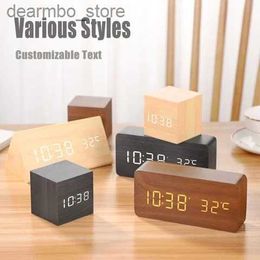 Desk Table Clocks LED digital alarm clock wooden watch table voice control digital wooden desktop clock USB/AAA power supply electronic desktop clock24327