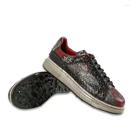 Casual Shoes 2024 Arrival Fashion Snake Skin Causal Men Male Genuine Leather Sneaker Pdd129