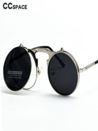 Steampunk Round Sunglasses Women Men Metal Vintage Flip Circular Double lens Sun Glasses Style CIRCLE Shades Gafas De S9436931