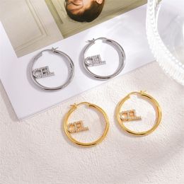 Luxury Designers Hoop Earrings Fashion Womens Crystal Letters Earring For Women Classic Mens Women Ear Studs Wedding Jewellery Gifts