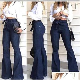 Womens Jeans High Waist Autumn Fashion Solid Denim Flare Pants Street Wide Female Y Ladies Flared Trousers Drop Delivery Apparel Cloth Dhwmr