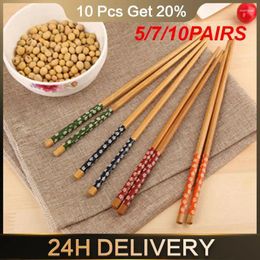 Chopsticks 5/7/10PAIRS Serving Reusable Adults Classic Wooden Natural Bamboo Health Printed