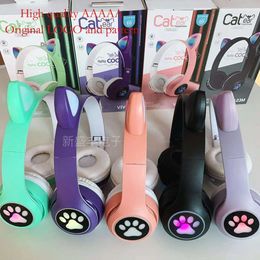 New Bluetooth VIV-23M and Cute Cat's Ears (steamed Cat-ear Shaped Bread) Glow Video Game Wireless Headset