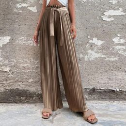 Women's Pants Casual Sports Fashion Vintage Loose Wide Leg Straight Ruffle Stripe Trouser Outdoor Sweatwear Work Panties