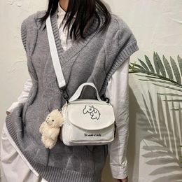 Drawstring Japanese Cute Soft Dog Canvas Small Bag Korean Fresh Girl Messenger Purses And Handbags Women Bags