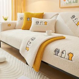 Chair Covers Winter Warm Lambs Velvet Sofa Towel Nordic Thick Plush Non-slip Cover For Living Room Sectional L-shaped Couch