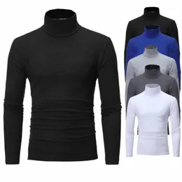 new Fi Base Tee Shirt Men Slim Fit Knit High Neck Pullover Turtleneck Sweater Tops Shirt N2RR#