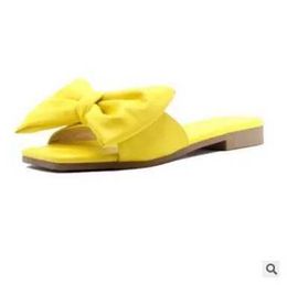 Slippers Fashion Summer Plus Size Line Solid Color Bow Flat Sandals Outdoor Beach Elegant Womens Shoes 2023 H240509