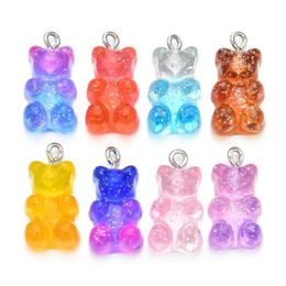 100pcs Cute Gummy Bear Charms Flat Back Resin Necklace Pendant Earring Charms For DIY Decoration 11 23mm282f