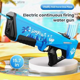 Gun Toys 2024 New fully electric water gun childrens automatic water storage toy summer gun beach family beach game water toy240327
