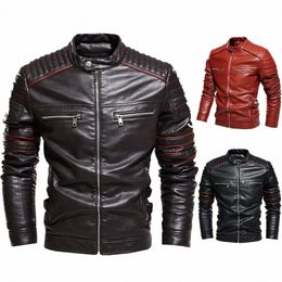 2023 New Fleece Leather Jacket Mens Veet Men Winter Warm Motorcycle Thickened Leather Coat Man fleece Autumn PU Leather Coats I6NX#